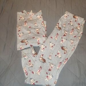 Makers Mark Women Size Small 2 Piece Pajamas Set Puppy Print Christmas Sleepwear